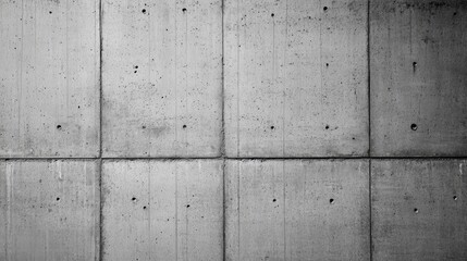Poster - Gray concrete wall with visible texture and seams between panels featuring small holes, ideal for background or architectural design with Copy Space.