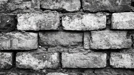 Poster - Textured black and white brick wall background with visible mortar Copy Space