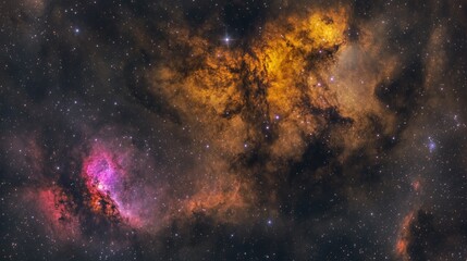 Poster - Colorful Nebula in Space with Stars and Copy Space for Text Integration