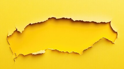 Poster - Yellow Wall with Torn Paper Edges and Copy Space for Text or Graphics