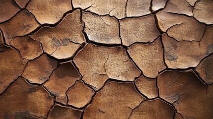 Poster - Cracked dry earth texture with random patterns and earthy tones ideal for background design Copy Space