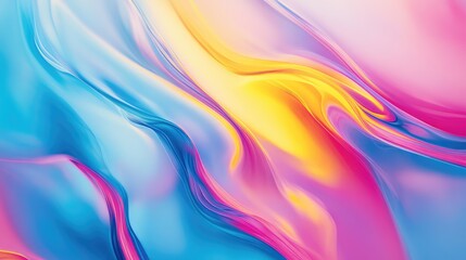 Aufkleber - Abstract colorful swirling patterns in vibrant blue, pink, and yellow hues with smooth gradients and Copy Space for text placement.