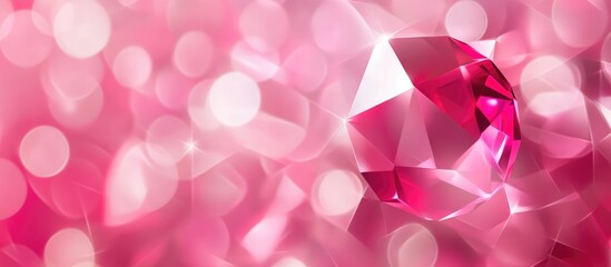Poster - pink crystal gem with reflections and bokeh background copy space