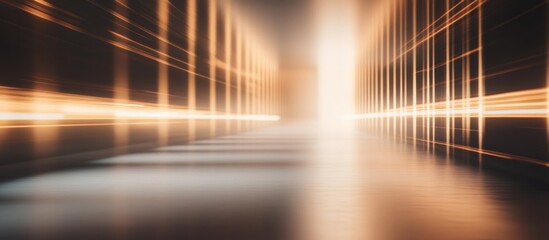 Aufkleber - Abstract light streaks in a modern corridor with reflections on the floor and copy space for text insertion