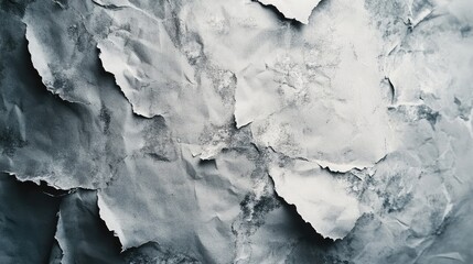 Poster - Textured crumpled paper background in grayscale with uneven edges and creases ideal for design projects Copy Space