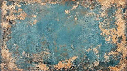Poster - Textured blue and beige grunge background with distressed paint surface and copy space for text or design elements
