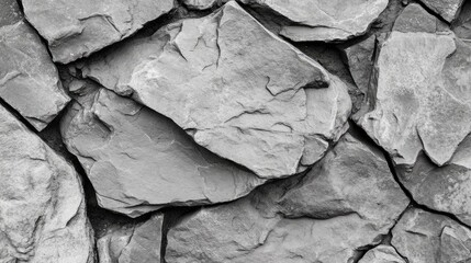 Poster - Gray stone wall texture with irregular shapes and surfaces, suitable for backgrounds and design projects, Copy Space available.