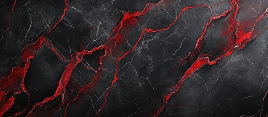 Poster - Black and red marble texture with veining and abstract pattern suitable for backgrounds and designs Copy Space