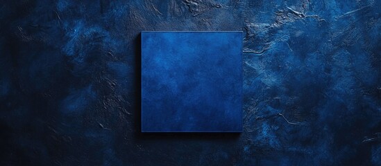 Poster - Blue textured background with empty square canvas in the center and ample copy space for design or artwork placement.