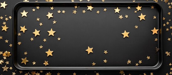 Poster - Black background with golden stars scattered and ample copy space for text placement.
