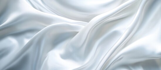 Poster - White satin fabric texture with flowing drapes and soft folds suitable for background applications Copy Space