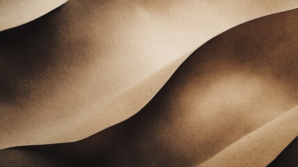 Aufkleber - Textured waves of beige and brown paper with smooth curves and soft shadows ideal for design backgrounds Copy Space