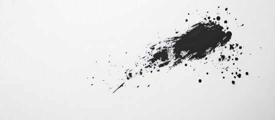 Poster - Black paint splatter on white background with textured details and copy space for design elements.