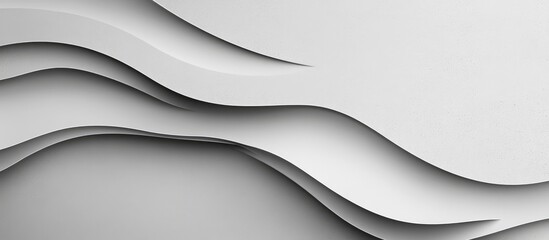 Poster - Layered abstract paper waves in neutral tones with smooth curves and shadows ideal for background design Copy Space