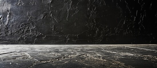 Poster - Dark textured wall with a smooth floor surface and ample copy space for text placement.