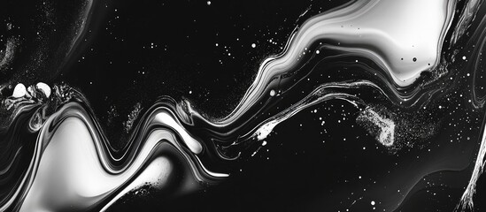 Poster - Black and White Abstract Swirling Fluid Design with Copy Space for Text Placement