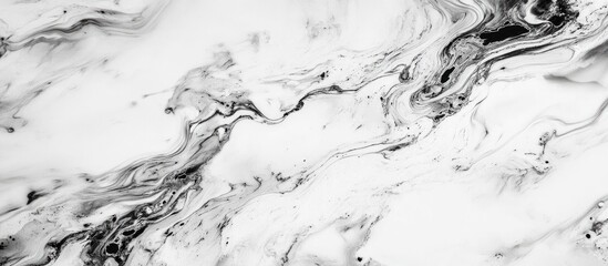 Poster - Black and White Abstract Marble Texture with Fluid Patterns and Copy Space for Text Placement