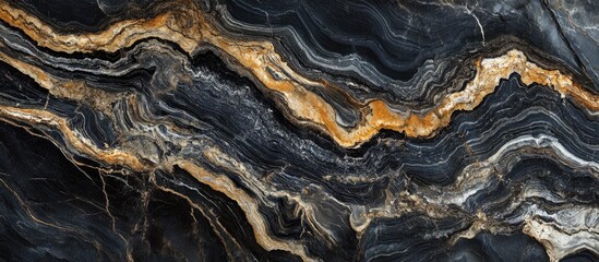 Poster - black and gold swirling marble texture with intricate patterns and lines on a dark background copy s