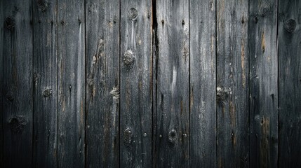 Poster - Dark weathered wooden planks background with natural texture and knots suitable for designs with Copy Space