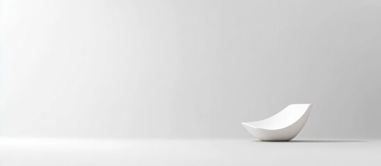 Poster - minimalist modern chair in an empty room with white walls and copy space for text placement.