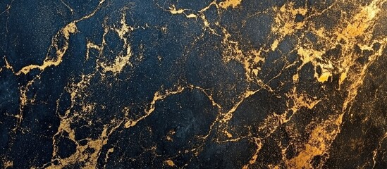 Poster - Black and Gold Marble Texture Background with Stunning Veins and Patterns Suitable for Design Copy Space