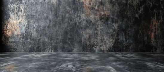 Poster - Dark textured wall with water reflections and Copy Space for text placement in an empty indoor setting