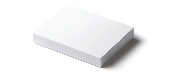 Poster - White rectangular blank paper stack with soft shadows on a light background Copy Space