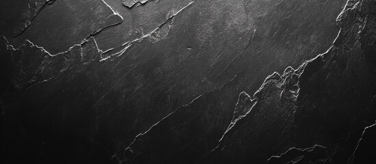 Poster - Dark textured slate stone background with visible natural patterns and veins Copy Space