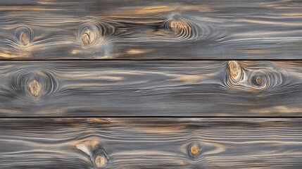 Poster - Abstract textured background of aged gray wooden planks with knots and grain patterns providing ample Copy Space for text insertion.