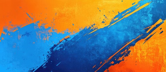 Poster - Colorful abstract background with brush strokes in orange and blue tones featuring Copy Space for text placement