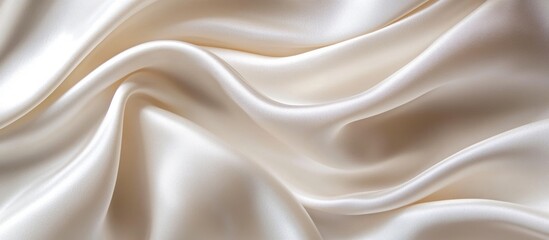 Poster - Silky beige fabric texture with smooth waves and folds suitable for background or textile design Copy Space