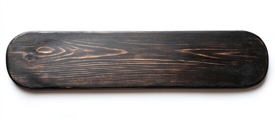 Poster - Black wooden artist's palette with smooth surface and wood grain texture on white background with Copy Space