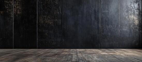 Poster - dark textured wall with wooden floor and ample copy space for text or design elements