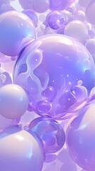 Poster - Abstract Purple Bubbles Floating In Space