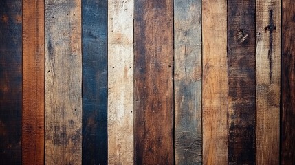 Poster - Wooden Plank Background Texture with Varying Brown Colors and Copy Space for Text Placement