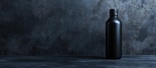 Poster - Black bottle on a textured dark background with copy space for product placement or branding.