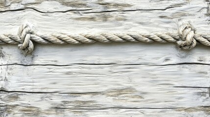 Poster - Textured wooden background with a rope knot against weathered wood, perfect for copy space and design elements.