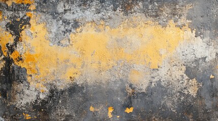 Poster - Abstract textured wall surface with peeling paint in gray and yellow tones ideal for backgrounds and design purposes Copy Space