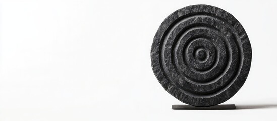 Poster - abstract black spiral sculpture on a white background with copy space for text placement