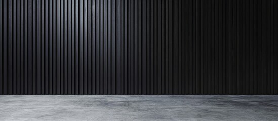 Poster - Black vertical striped wall with concrete floor and ample copy space for text or design elements