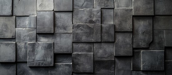 Poster - textured dark geometric wall tiles with varying sizes and shapes providing depth and contrast copy s
