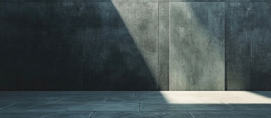 Poster - Abstract concrete interior with play of light and shadow on wall and floor Copy Space
