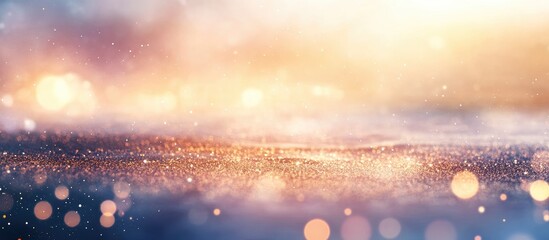 Poster - Abstract blurred landscape with soft light bokeh effect and copy space for text in warm color tones.