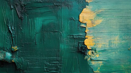 Aufkleber - Textured green and yellow abstract background with paint strokes and cracks ideal for creative projects Copy Space