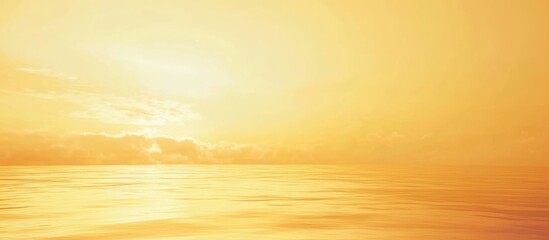 Poster - Sunset over calm ocean waters with golden hues and soft clouds in the sky featuring ample Copy Space for text placement