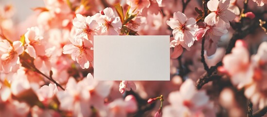 Poster - Cherry blossom flowers in full bloom with soft focus background and Copy Space for text placement.