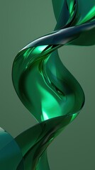 Aufkleber - Abstract swirling green glossy ribbon design