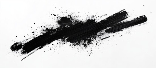Poster - black paint splash texture on white background with dramatic brush strokes and splatters; ideal for 