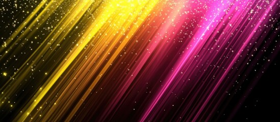 Poster - Colorful dynamic light streaks in pink, yellow, and orange with sparkling effects and Copy Space for text.