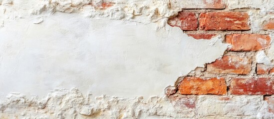 Poster - Old Brick Wall with Cracked Plaster and Copy Space for Text Usage